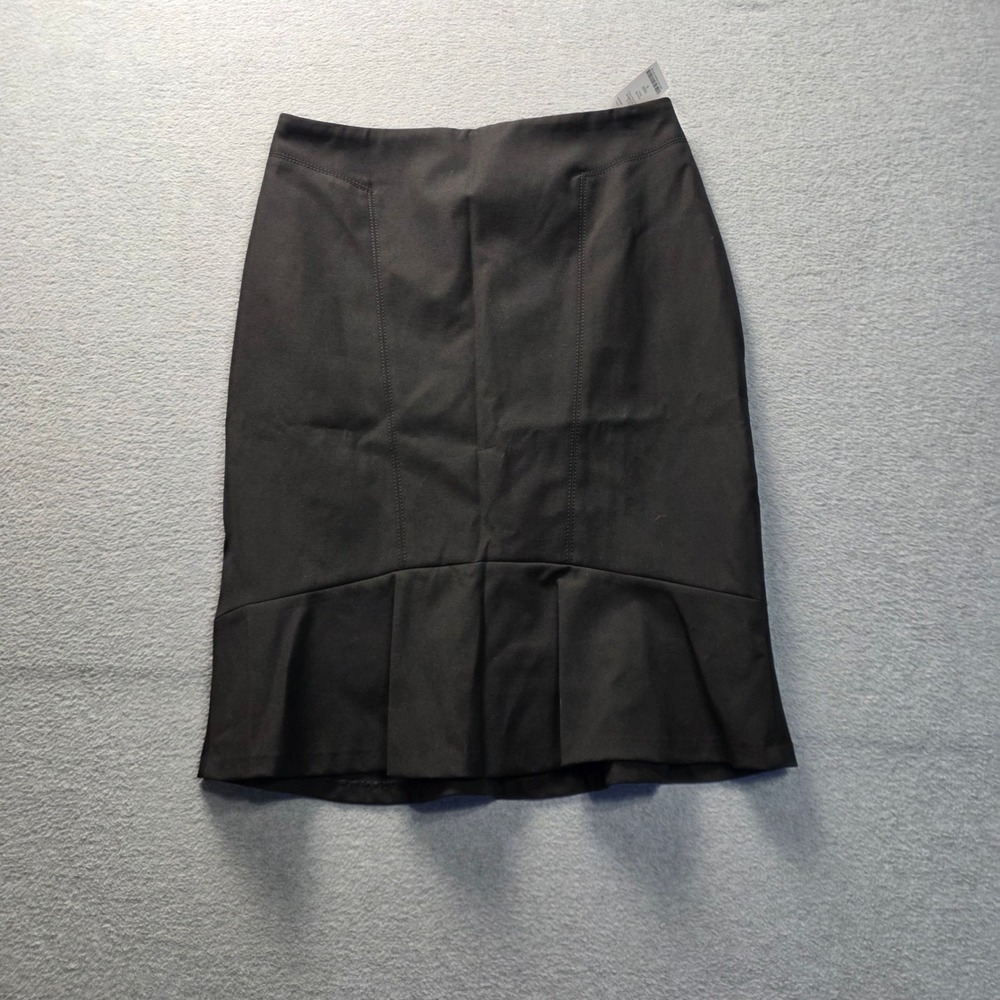 White House Black Market Pencil Skirt Womens 4 Black Flounce Hem NWT Career Wear